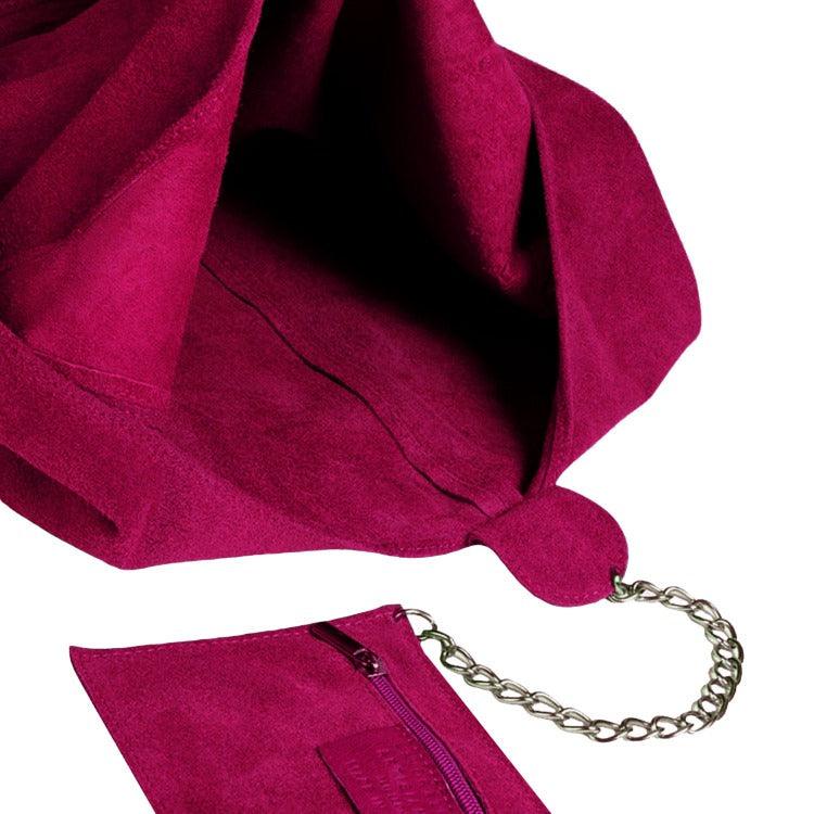 Raspberry Soft Suede Hobo Shoulder Bag - Brix + Bailey