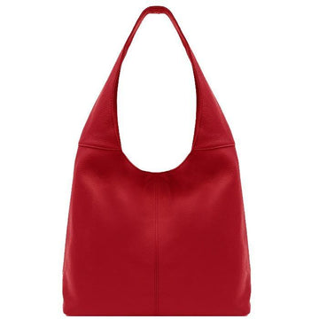 Red Soft Pebbled Leather Hobo Bag - Brix + Bailey