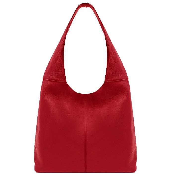 Red Soft Pebbled Leather Hobo Bag - Brix + Bailey