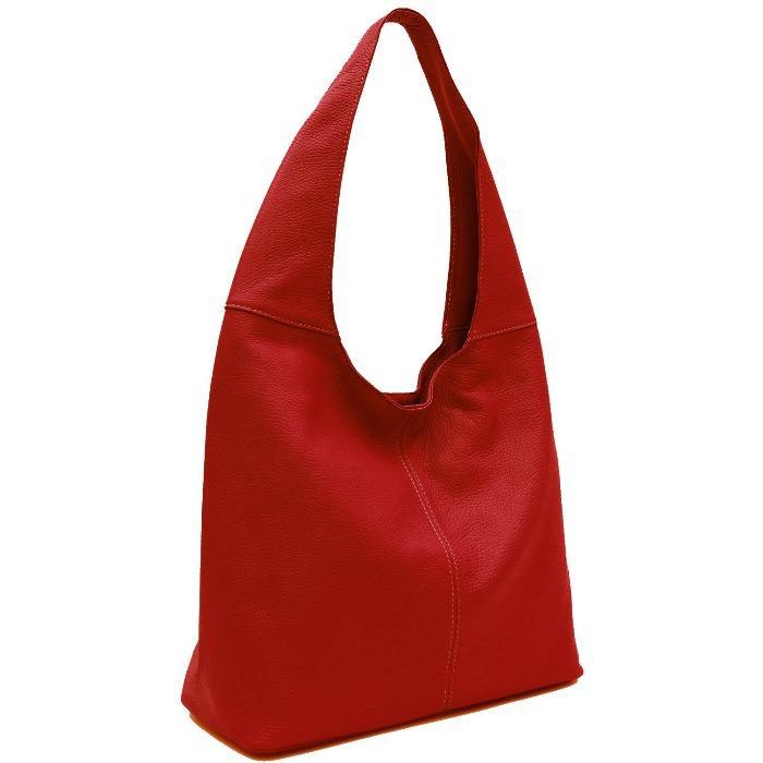 Red Soft Pebbled Leather Hobo Bag - Brix + Bailey