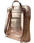Rose Gold Convertible Metallic Leather Pocket Backpack - Brix + Bailey