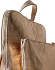 Rose Gold Convertible Metallic Leather Pocket Backpack - Brix + Bailey