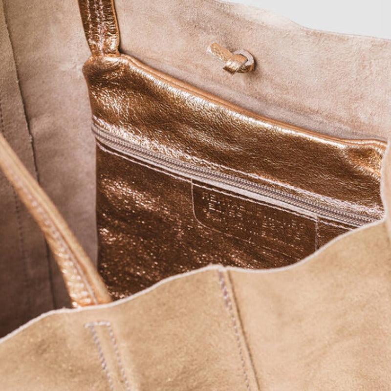 Rose Gold Metallic Leather Tote Shopper Bag - Brix + Bailey
