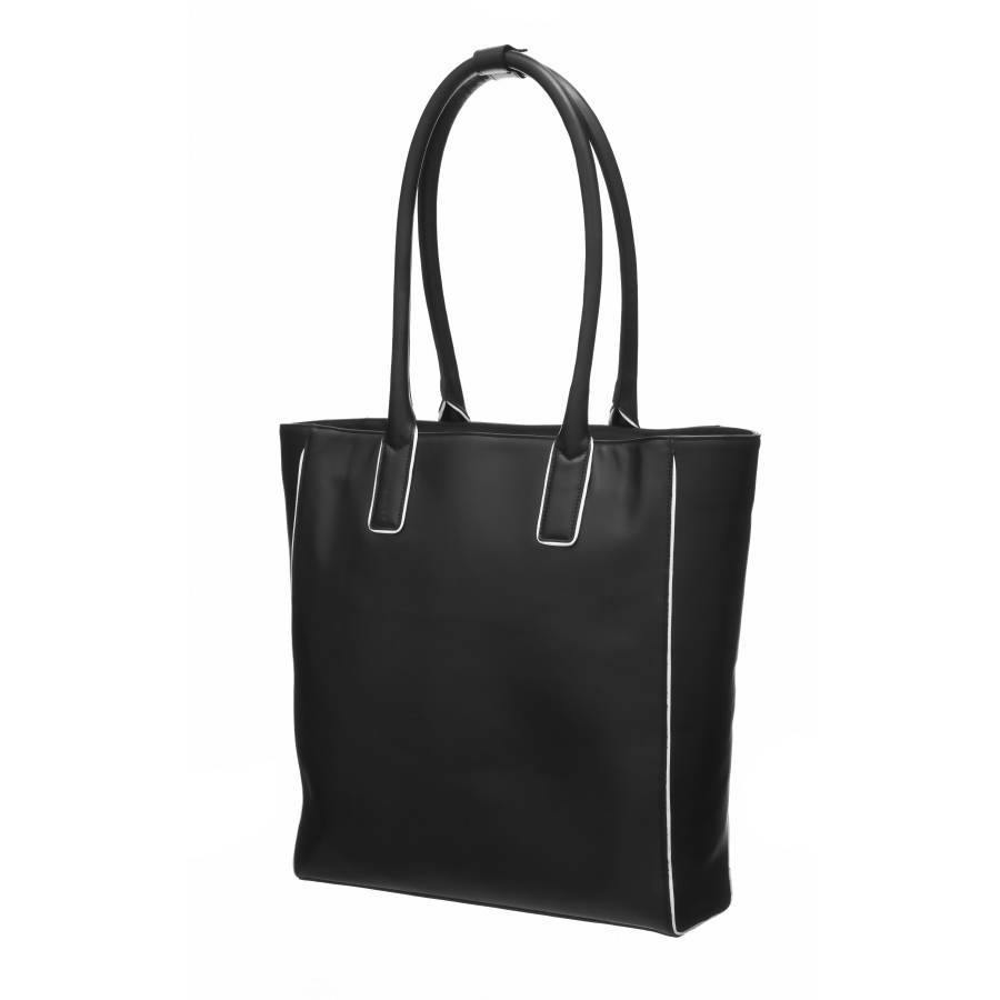 Black Piñatex™ Leather Piped Leather Day Tote Leather Day Tote - Brix and Bailey® - Contemporary Bag, Watch and Accessory Brand