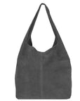 Silver Grey Soft Suede Hobo Shoulder Bag - Brix + Bailey