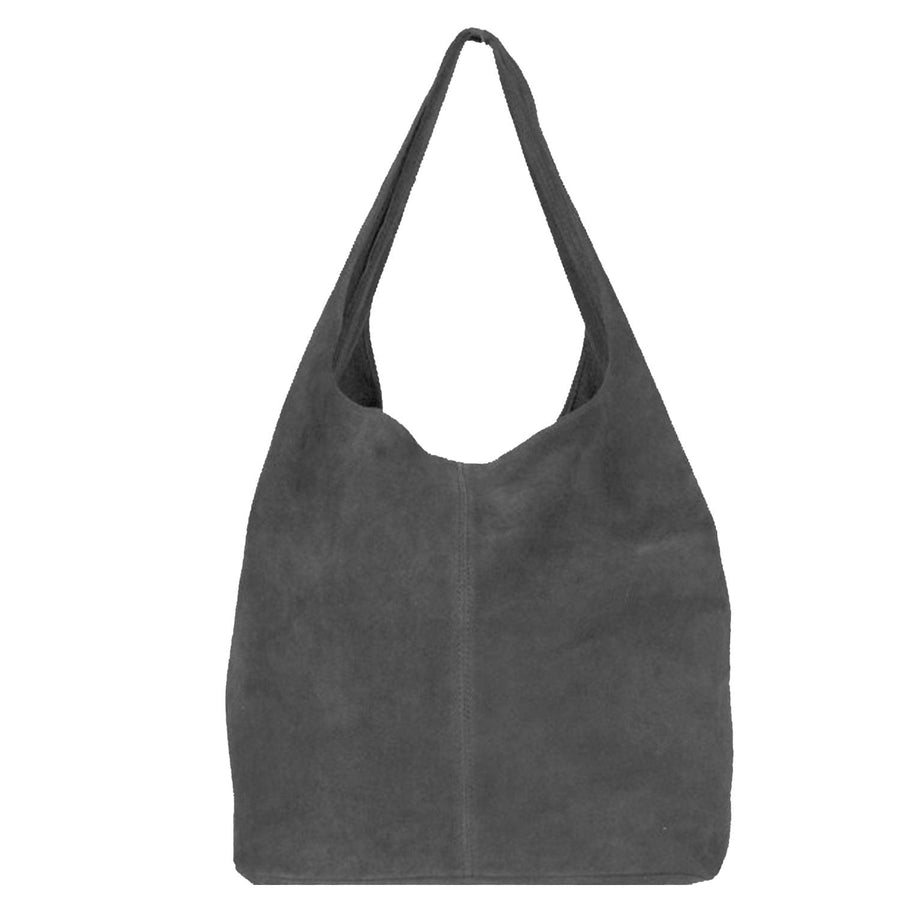 Silver Grey Soft Suede Hobo Shoulder Bag - Brix + Bailey