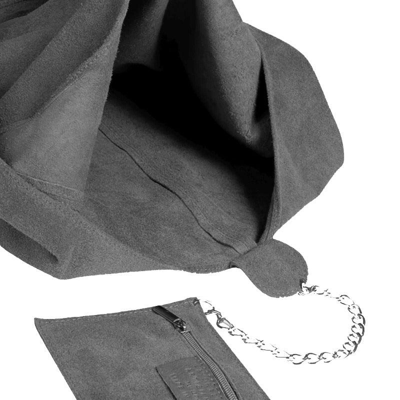 Silver Grey Soft Suede Hobo Shoulder Bag - Brix + Bailey