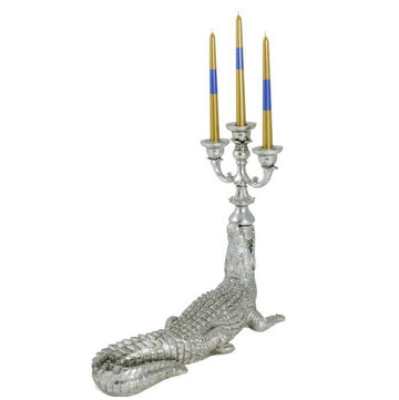 Silver Large Crocodile Candelabra - Brix + Bailey