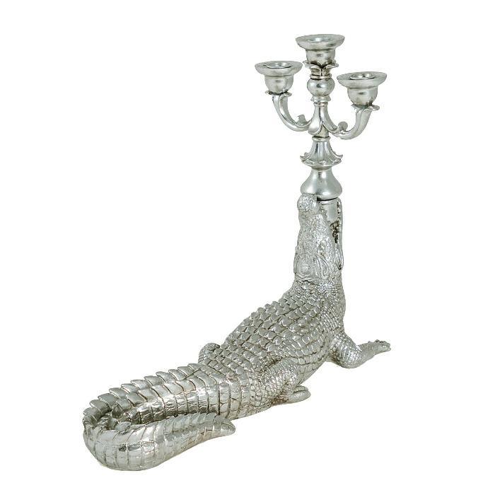 Silver Large Crocodile Candelabra - Brix + Bailey