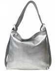 Silver Metallic Leather Convertible Tote Backpack - Brix + Bailey