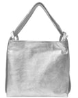 Silver Metallic Leather Convertible Tote Backpack - Brix + Bailey