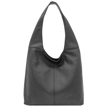 Slate Grey Soft Pebbled Leather Hobo Bag - Brix + Bailey