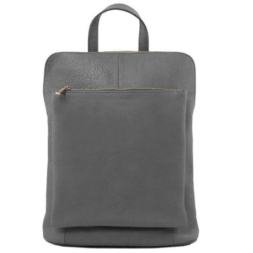 Slate Soft Pebbled Leather Pocket Backpack - Brix + Bailey