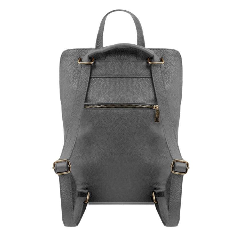 Slate Soft Pebbled Leather Pocket Backpack - Brix + Bailey