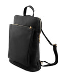 Small Black Pebbled Leather Pocket Backpack - Brix + Bailey