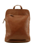 Small Camel Pebbled Leather Pocket Backpack - Brix + Bailey