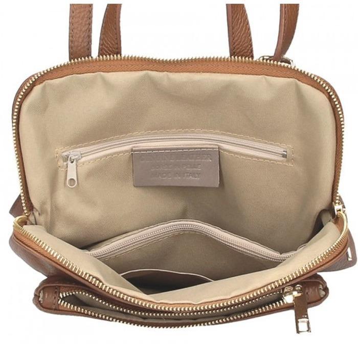 Small Camel Pebbled Leather Pocket Backpack - Brix + Bailey