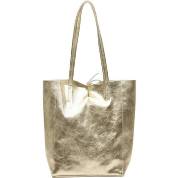 Soft Gold Metallic Leather Tote Shopper Bag - Brix + Bailey