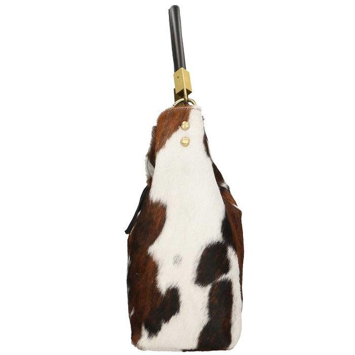 Spotted Cow Print Calf Hair Leather Tassel Grab Bag - Brix + Bailey
