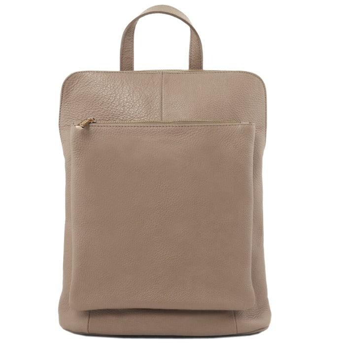 Stone Soft Pebbled Leather Pocket Backpack - Brix + Bailey