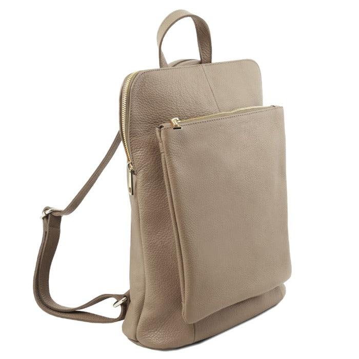 Stone Soft Pebbled Leather Pocket Backpack - Brix + Bailey