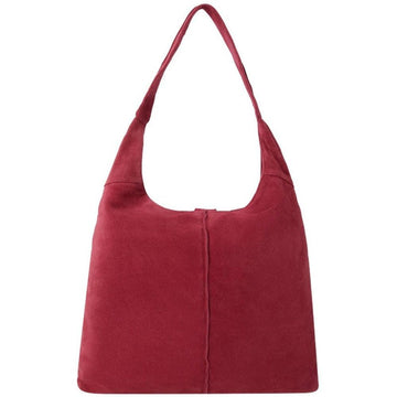 Strawberry Red Soft Suede Hobo Shoulder Bag - Brix + Bailey