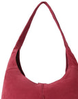 Strawberry Red Soft Suede Hobo Shoulder Bag - Brix + Bailey