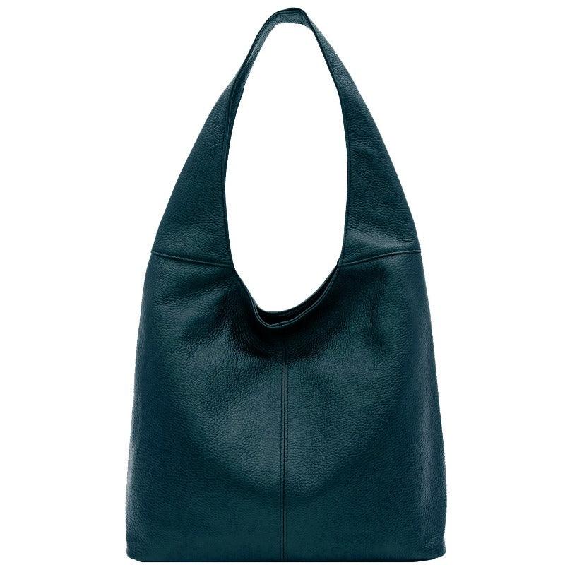 Teal Soft Pebbled Leather Hobo Bag - Brix + Bailey