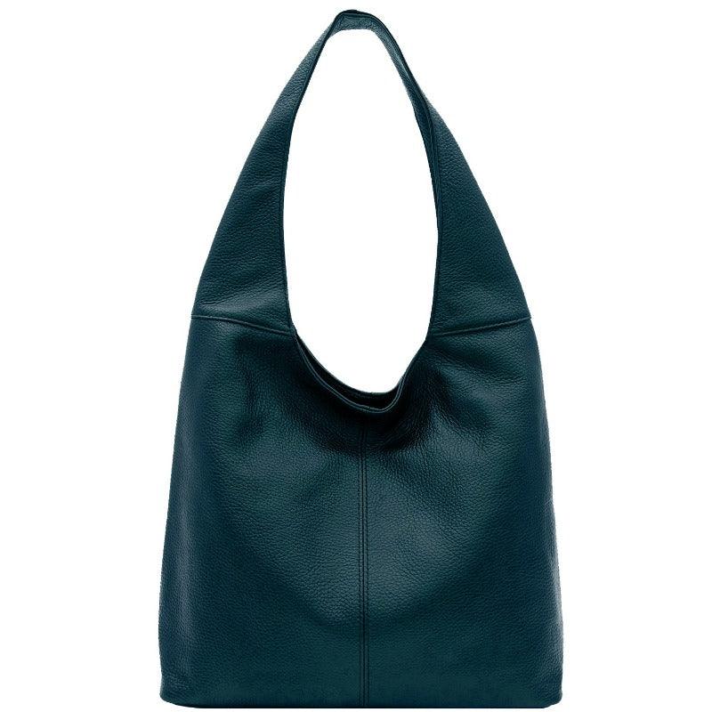 Teal Soft Pebbled Leather Hobo Bag - Brix + Bailey