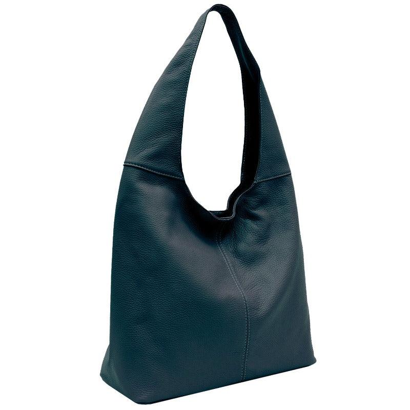 Teal Soft Pebbled Leather Hobo Bag - Brix + Bailey