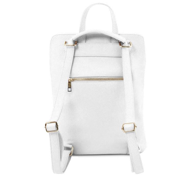 White Soft Pebbled Leather Pocket Backpack - Brix + Bailey