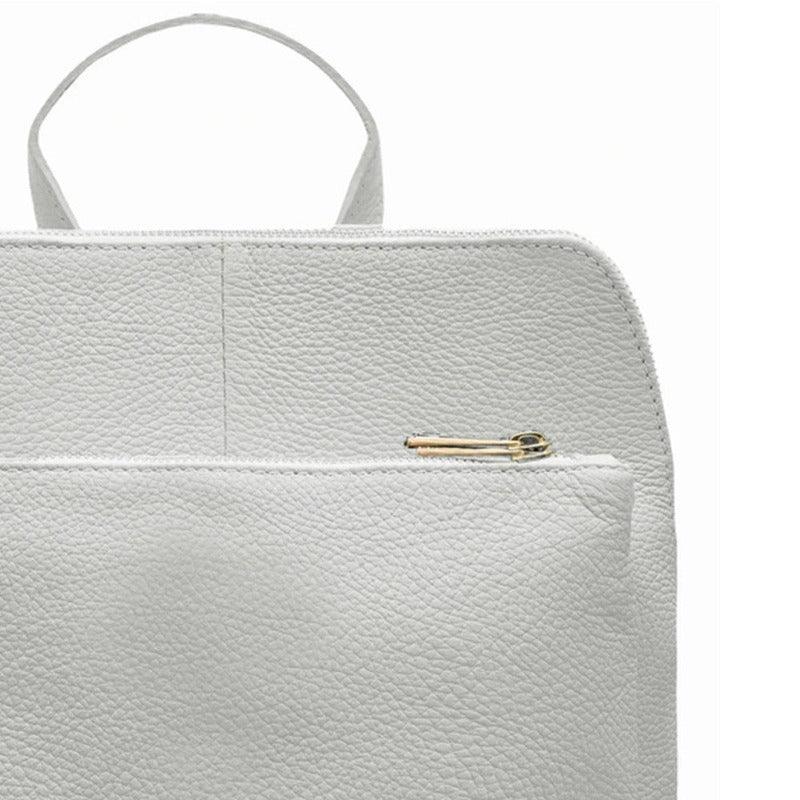 White Soft Pebbled Leather Pocket Backpack - Brix + Bailey