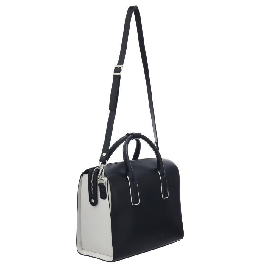 Black Leather Structured Top Handle Bag - Brix and Bailey® - Contemporary Bag, Watch and Accessory Brand