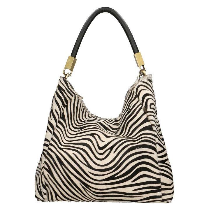 Zebra Print Calf Hair Leather Tassel Grab Bag - Brix + Bailey